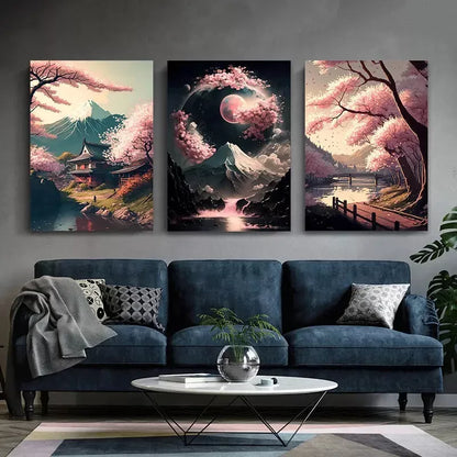 3pcs Sakura Canvas Framed 40x60cm - High Quality Print 100% Australian Made Wall Canvas Ready to Hang