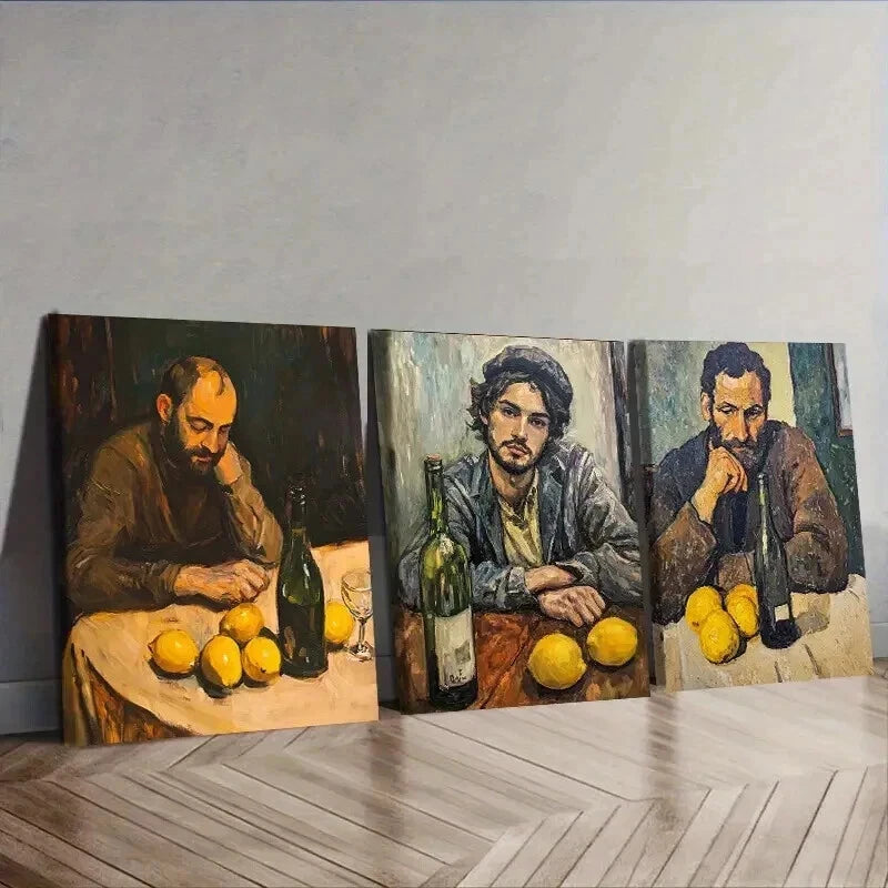 3pcs Drunk man  Wall Art Set Canvas Framed 50x70cm - High Quality Print 100% Australian Made Wall Canvas Ready to Hang