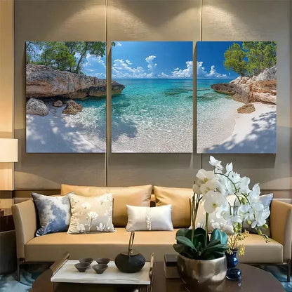 3pcs The Isle of Pines Seascape Design Metal Print Ready to Hang Art