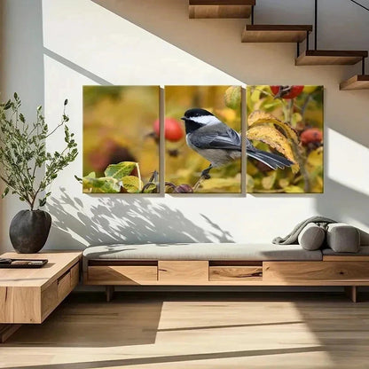 3pcs Animal Art Bird on a Tree Branch Painting Wall Art Set Canvas Framed 40x60cm - High Quality Print 100% Australian Made Wall Canvas Ready to Hang