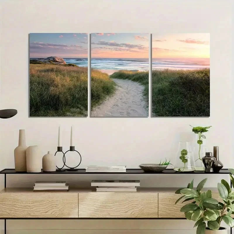 3pcs Array of Beautiful Flowers in Various Colors Metal Print Ready to Hang Art