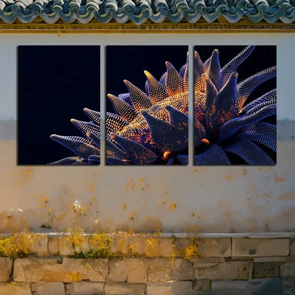 3pcs Vibrant Beautiful Sunflowers Illustration Metal Print Ready to Hang Art