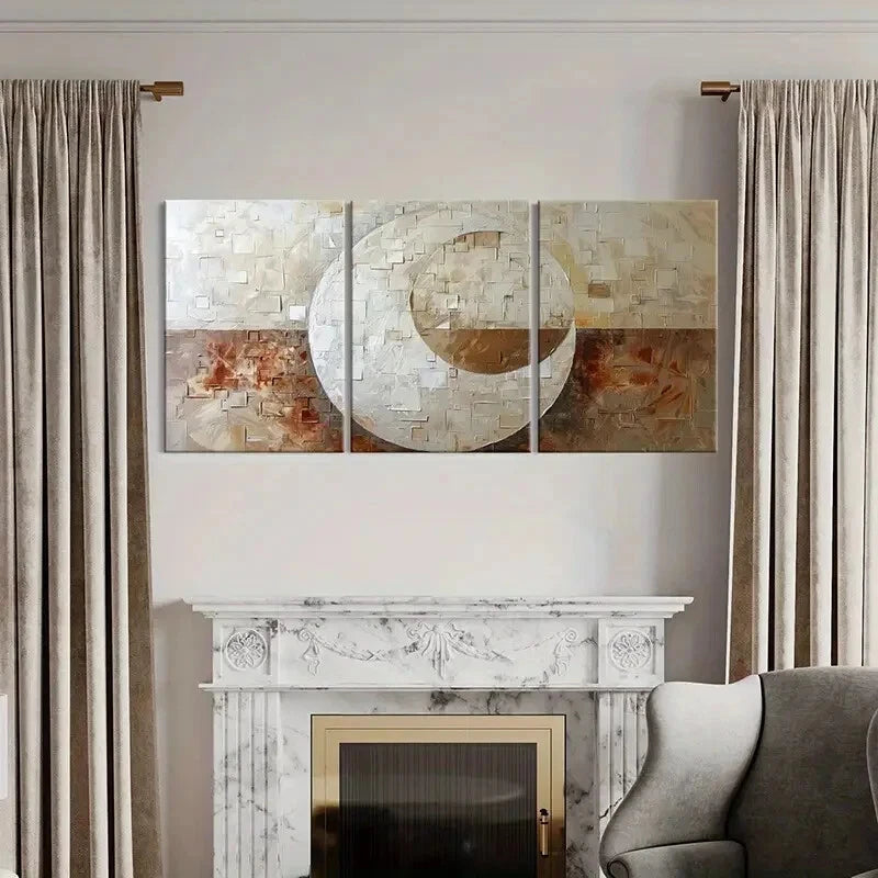 3pcs Abstract Art Geometric DesignTextured Surface Metal Print Ready to Hang Art