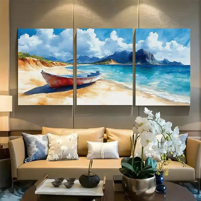 3pcs Spanish Island, Galapagos, Watercolor Metal Print Ready to Hang Art