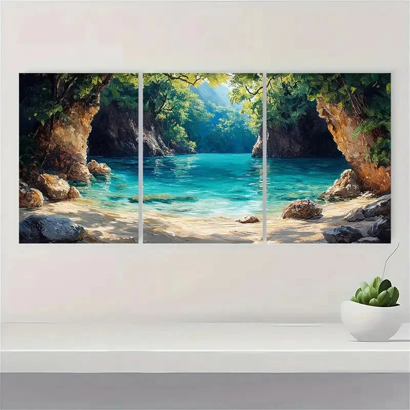 3pcs Olga Nikitin Art Blue Hole Belize Caribbean Metal Print Ready to Hang Art