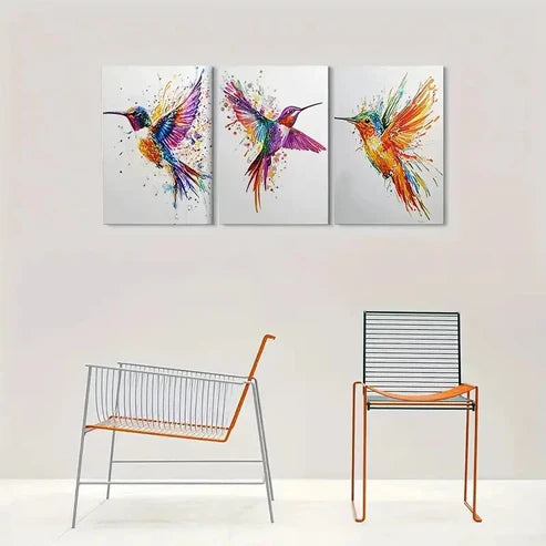 3pcs Colorful Hummingbird Purple Wall Art Canvas Unframed - High Quality Print 100% Australian Made Wall Canvas