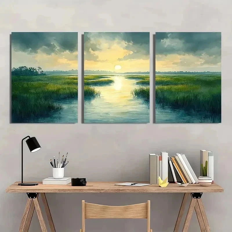 3pcs Charleston Watercolor Lowcountry Perfect Wall Art Set Canvas Framed 40x60cm - High Quality Print 100% Australian Made Wall Canvas Ready to Hang