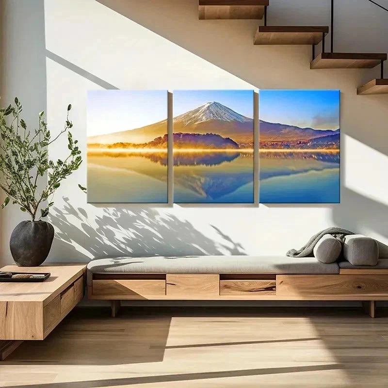 3pcs Natural Snow Mountain Lake Modern Wall Art Set Canvas Framed 40x60cm - High Quality Print 100% Australian Made Wall Canvas Ready to Hang