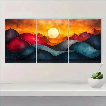 3pcs Modern Abstract Geometric Metal Print Ready to Hang Art