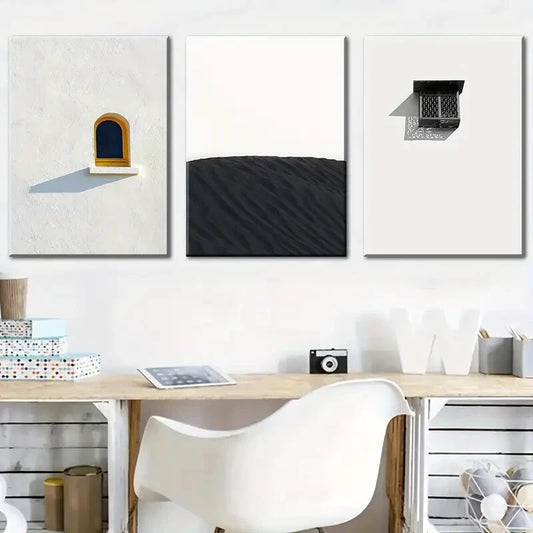 3pcs Simple Landscape Minimalist Windows Perfect Wall Art Set Canvas Framed 40x60cm - High Quality Print 100% Australian Made Wall Canvas Ready to Hang