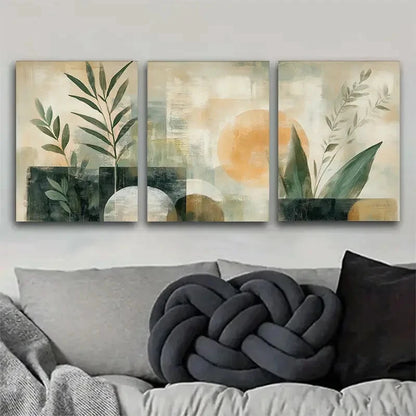 3pcs Abstract Nature Aesthetic Greenery Painting Metal Print Ready to Hang Art
