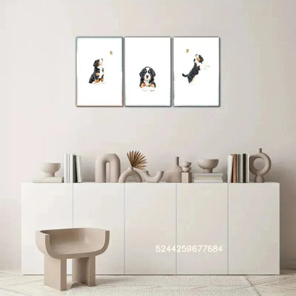 3pcs Vibrant Bernese Mountain Dog Print Metal Print Ready to Hang Art