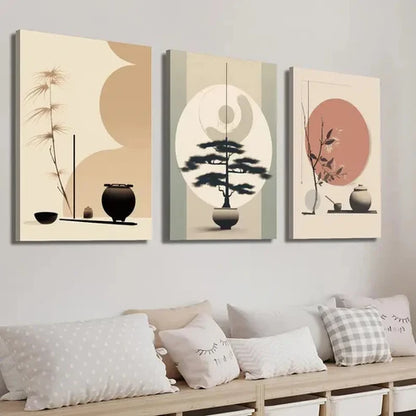 3pcs Vintage Potted Plants and Trees Wall Art Set Canvas Unframed - High Quality Print 100% Australian Made Wall Canvas