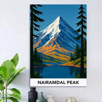 Vintage Nairamdal Peak Mountain Landscape Travel Poster Print Wall Art