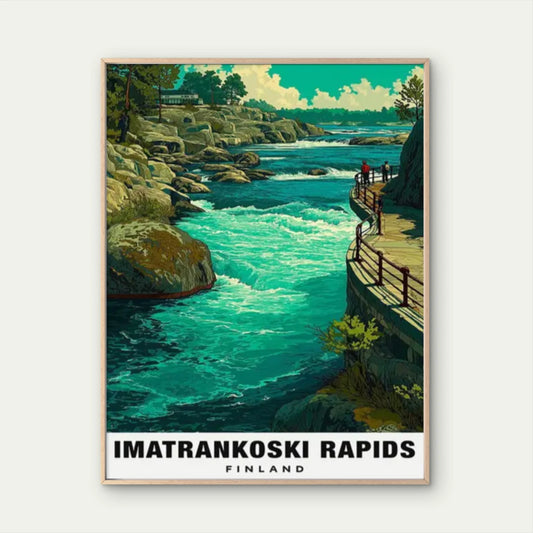 Imatrankoski Rapids Finland Travel Poster Print Wall Art
