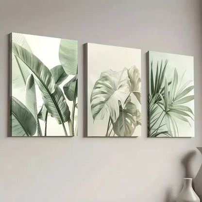 3pcsMinimalist Landscape Natural Plant Leaves  Art Set Canvas Framed 50x70cm -  High Quality Print 100% Australian Made Wall Canvas Ready to Hang
