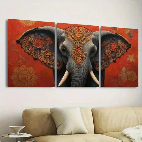 3pcs Majestic Elephant Wall Art Set Canvas Unframed - High Quality Print 100% Australian Made Wall Canvas