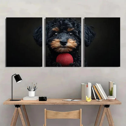 3pcs Black Golden Doodle Dog Humorous Pet Wall Art Set Canvas Framed 40x60cm - High Quality Print 100% Australian Made Wall Canvas Ready to Hang