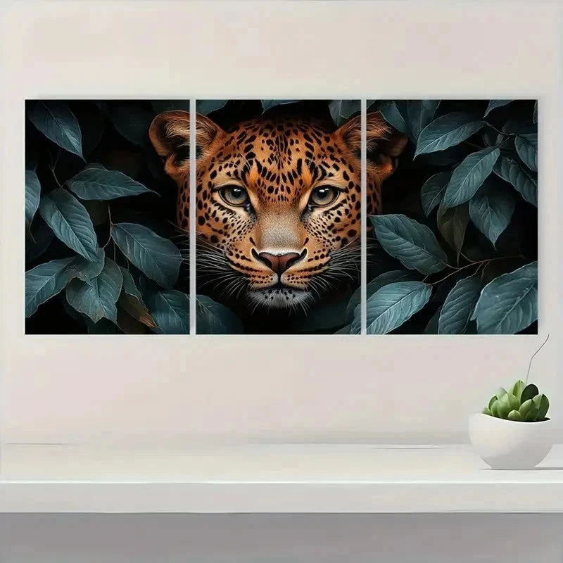 3pcs Leopard Animal Decor Metal Print Ready to Hang Art