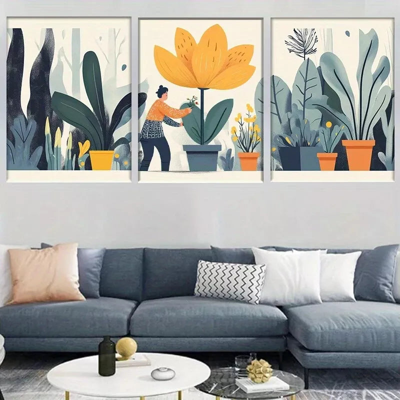 3pcs Vibrant Modern Botanical Delight Canvas Wall Art Set Canvas Framed 40x60cm - High Quality Print 100% Australian Made Wall Canvas Ready to Hang