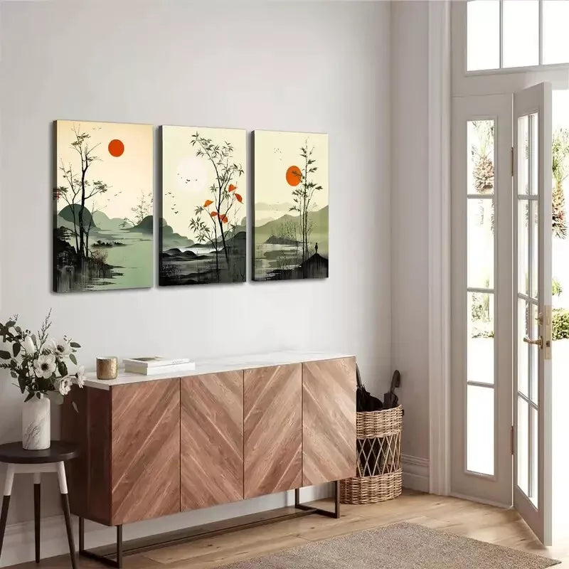 3pcs  Stylish Minimalist Sage Green Plant   Art Set Canvas Framed 50x70cm -  High Quality Print 100% Australian Made Wall Canvas Ready to Hang