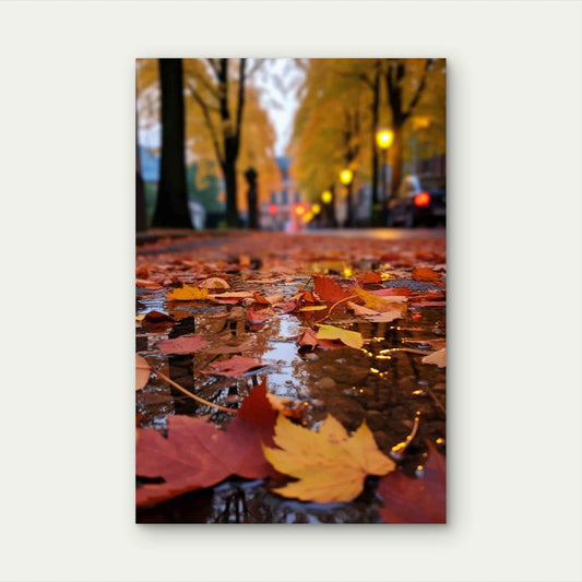 Dry Autumn Leaves Fallen Street To Pavement 40x60cm Metal Print Ready to Hang