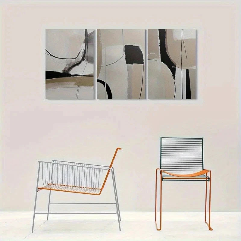 3pcs Geometric Design Abstract Metal Print Ready to Hang Art