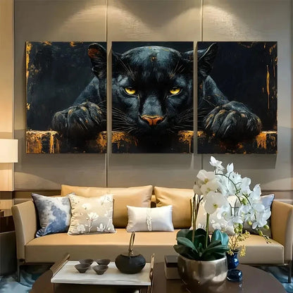 3pcs Dynamic Black Panther Metal Print Ready to Hang Art