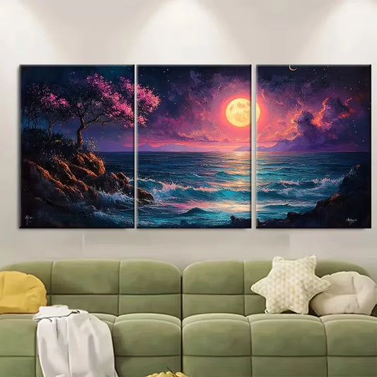 3pcs Enchanting Seaside Metal Print Ready to Hang Art
