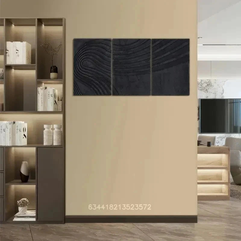 3pcs Black Wood Texture Art Wall Decor Metal Print Ready to Hang Art