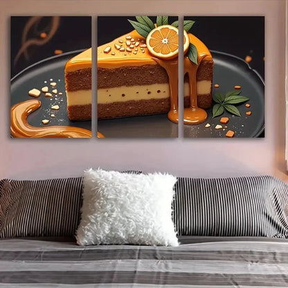 3pcs Cake And Orange Slices Artwork Wall Art Set Canvas Framed 60x90cm - High Quality Print 100% Australian Made Wall Canvas Ready to Hang