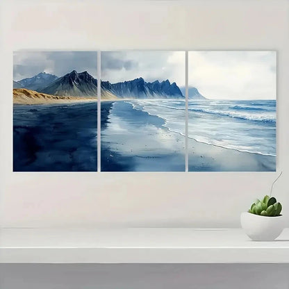 3pcs Icelandic Black Sand Beach Art Print Metal Print Ready to Hang Art
