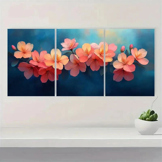3pcs Rhododendron Painting Print Flower Metal Print Ready to Hang Art