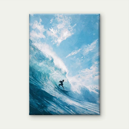Surfer Riding Ocean Wave 60x90cm Metal Print Ready to Hang