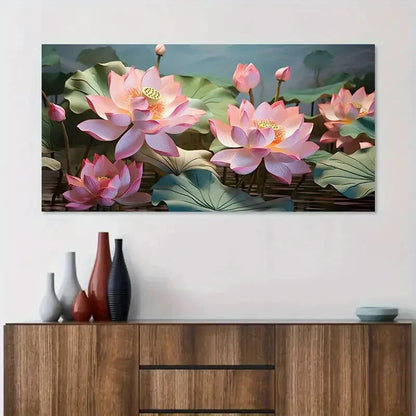 Abstract Pink for Lotus wall canvas office home room framed 120x60cm - Bella Home Decor