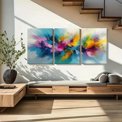 3pcs Colorful Palette Dynamic Composition Wall Art Set Canvas Framed 40x60cm - High Quality Print 100% Australian Made Wall Canvas Ready to Hang
