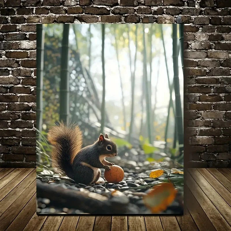 Bamboo Grove with Rainbow Reflections Painting 40x60cm Metal Print Ready to Hang