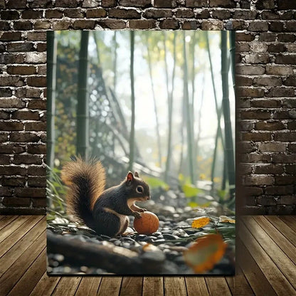 Bamboo Grove with Rainbow Reflections Painting 40x60cm Metal Print Ready to Hang