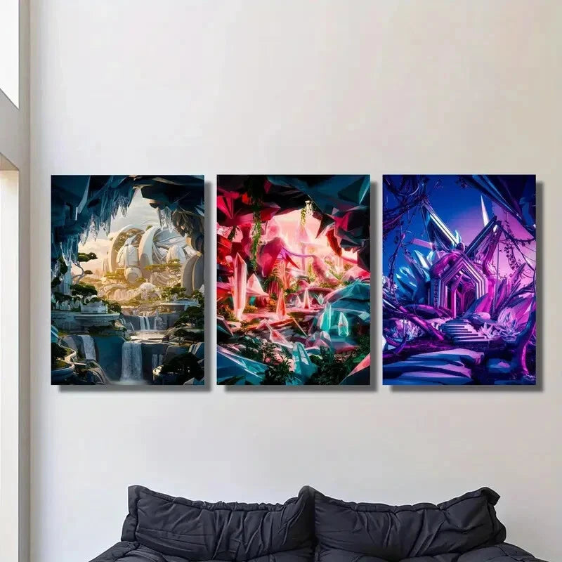 3pcs Sci-Fi Fantasy Metal Print Ready to Hang Art