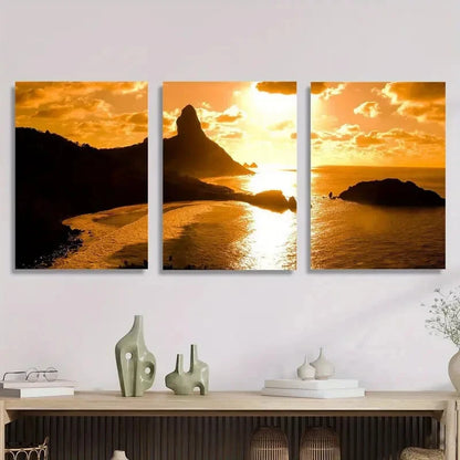 3pcs sunset photography, coastal scenery Metal Print Ready to Hang Art