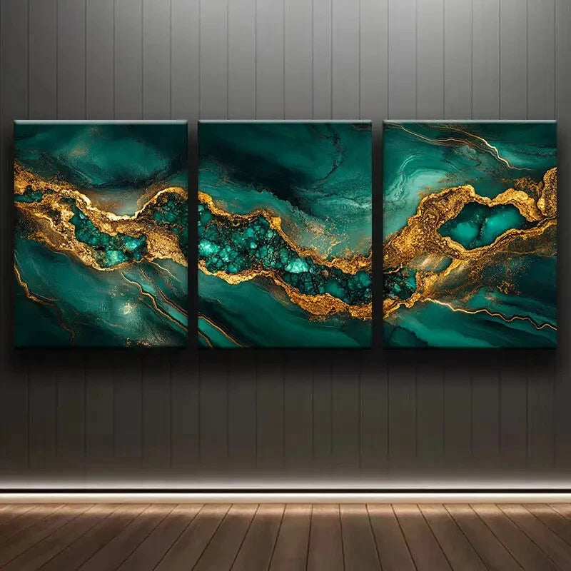 3pcs Modern Aerial Luxurious Abstract Marble Metal Print Ready to Hang Art