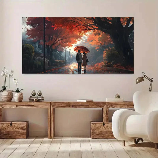 Couple with Umbrella Trees wall canvas office home room framed 120x60cm