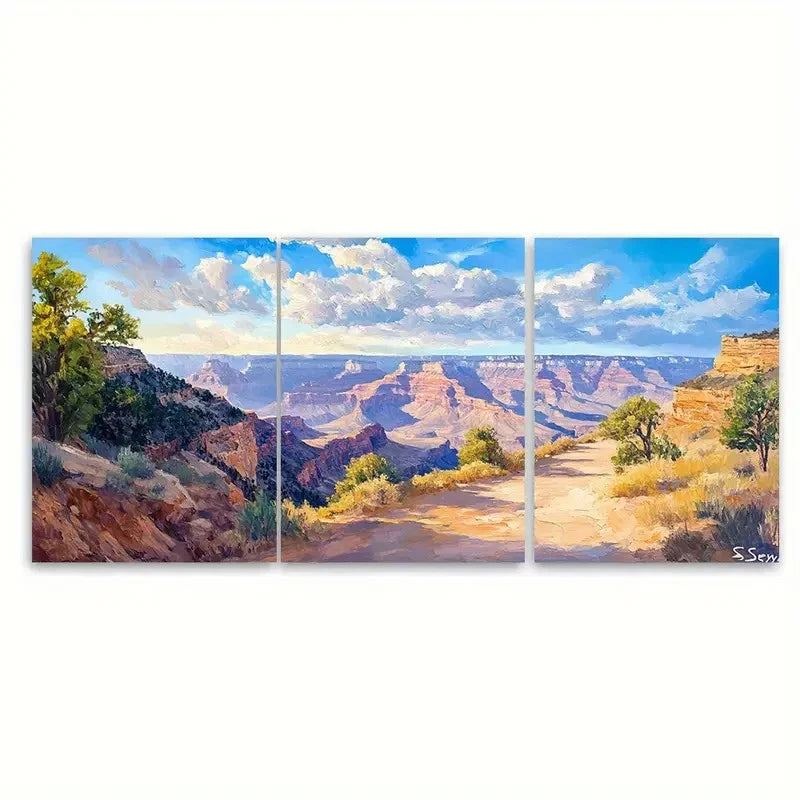 3pcs Grand Canyon Painting Colorado Landscape Metal Print Ready to Hang Art