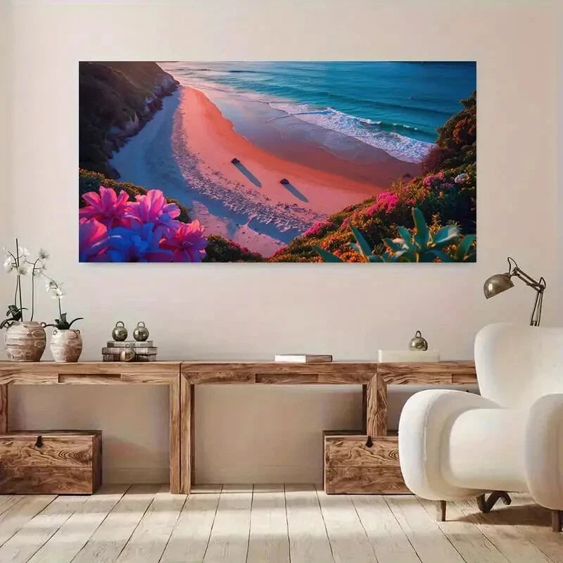Beach Vibrant Coastal Dusk wall canvas office home room framed 120x60cm - Bella Home Decor