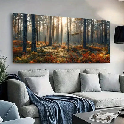 Forest Scene Sunlight Trees wall canvas office home room framed 120x60cm