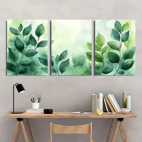 3pcs Botanical Leaf Illustrations Wall Art Set Canvas Unframed - High Quality Print 100% Australian Made Wall Canvas