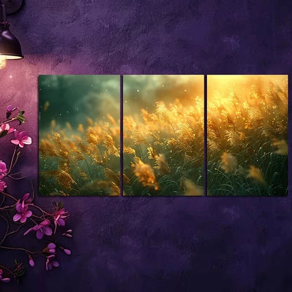 3pcs Glowing Crazy Grass Metal Print Ready to Hang Art