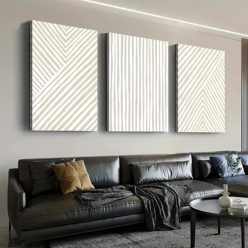 3pcs Minimalist Style Modern Line Arrangement Wall Art Set Canvas Framed 50x70cm - High Quality Print 100% Australian Made Wall Canvas Ready to Hang