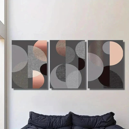 3pcs Geometric Shapes, Fashion Theme Metal Print Ready to Hang Art