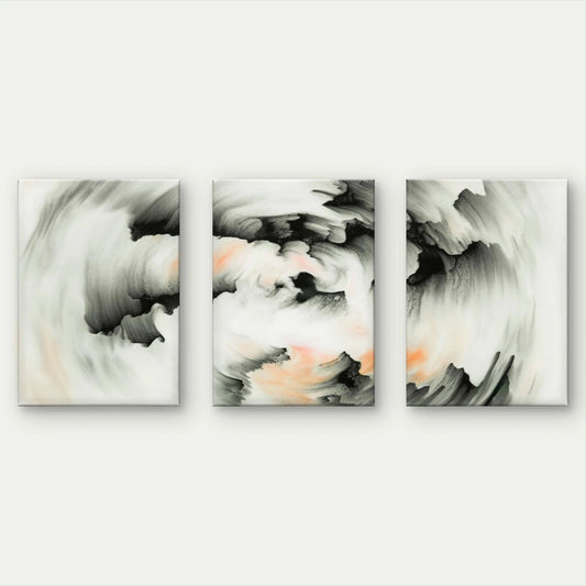 3pcs Modern Abstract Paint Swirl Minimalist Wall Art Set Canvas Framed 50x70cm - High Quality Print 100% Australian Made Wall Canvas Ready to Hang